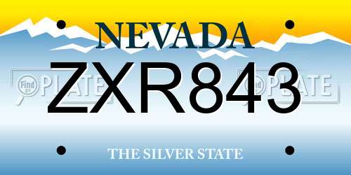 ZXR843 Nevada License Plate