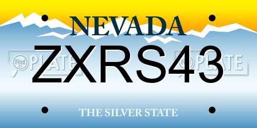 ZXRS43 Nevada License Plate