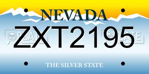 ZXT2195 Nevada License Plate