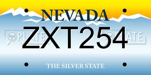 ZXT254 Nevada License Plate