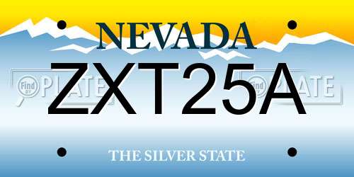 ZXT25A Nevada License Plate