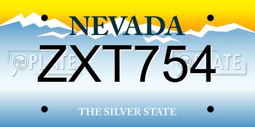 ZXT754 Nevada License Plate