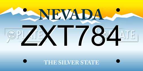 ZXT784 Nevada License Plate