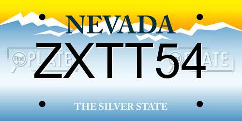 ZXTT54 Nevada License Plate