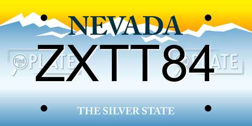 ZXTT84 Nevada License Plate