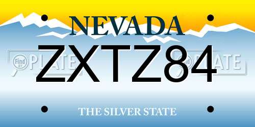 ZXTZ84 Nevada License Plate