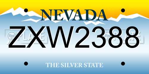 ZXW2388 Nevada License Plate
