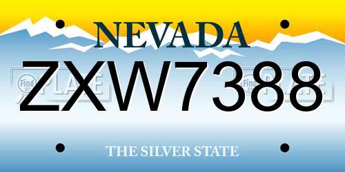 ZXW7388 Nevada License Plate