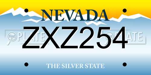 ZXZ254 Nevada License Plate