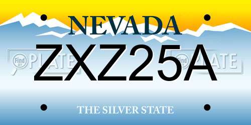 ZXZ25A Nevada License Plate