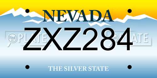 ZXZ284 Nevada License Plate