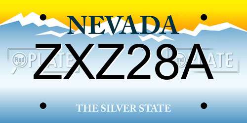 ZXZ28A Nevada License Plate