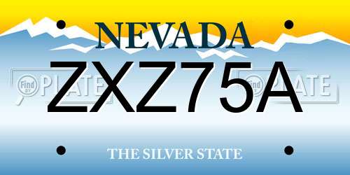 ZXZ75A Nevada License Plate