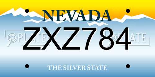 ZXZ784 Nevada License Plate