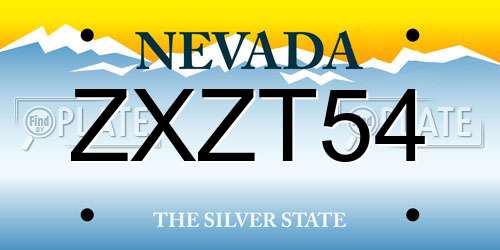 ZXZT54 Nevada License Plate