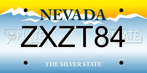 ZXZT84 Nevada License Plate