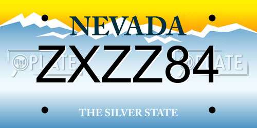 ZXZZ84 Nevada License Plate