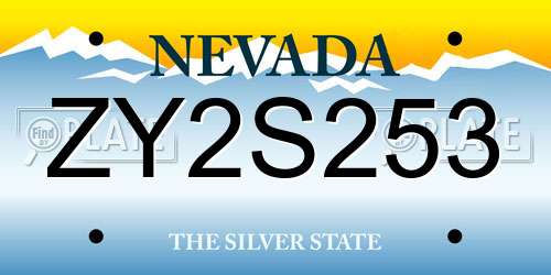 ZY2S253 Nevada License Plate