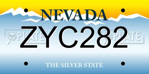 ZYC282 Nevada License Plate