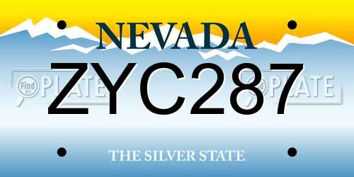 ZYC287 Nevada License Plate