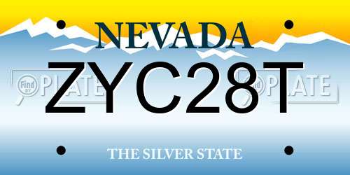 ZYC28T Nevada License Plate