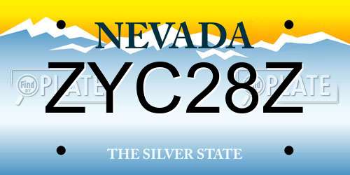 ZYC28Z Nevada License Plate