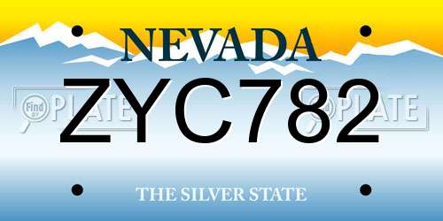 ZYC782 Nevada License Plate