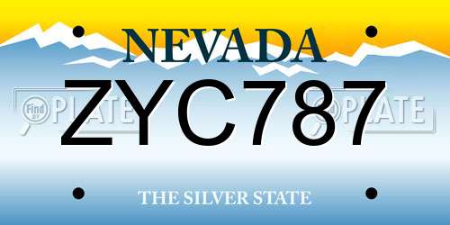 ZYC787 Nevada License Plate