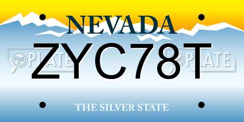 ZYC78T Nevada License Plate