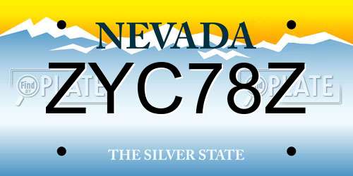 ZYC78Z Nevada License Plate