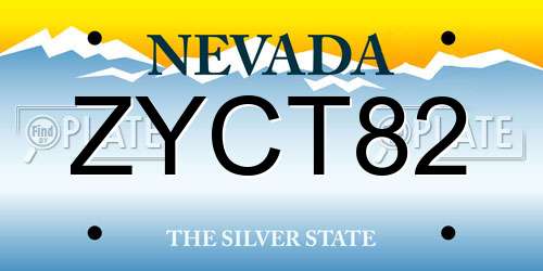 ZYCT82 Nevada License Plate