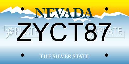 ZYCT87 Nevada License Plate