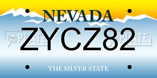 ZYCZ82 Nevada License Plate