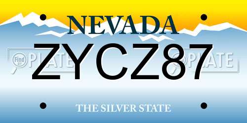 ZYCZ87 Nevada License Plate