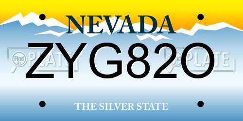 ZYG82O Nevada License Plate