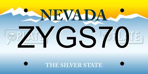 ZYGS70 Nevada License Plate