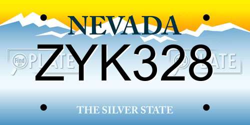 ZYK328 Nevada License Plate