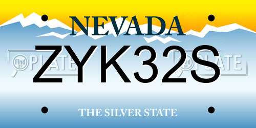 ZYK32S Nevada License Plate