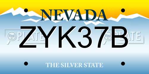 ZYK37B Nevada License Plate