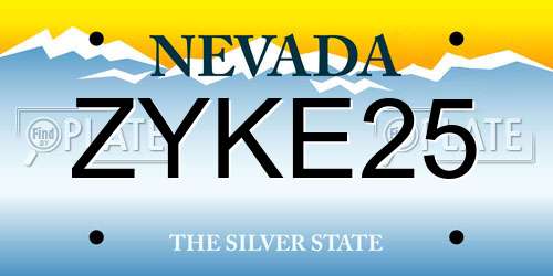 ZYKE25 Nevada License Plate