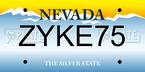 ZYKE75 Nevada License Plate