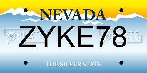 ZYKE78 Nevada License Plate