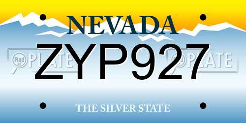 ZYP927 Nevada License Plate
