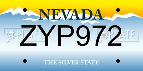 ZYP972 Nevada License Plate