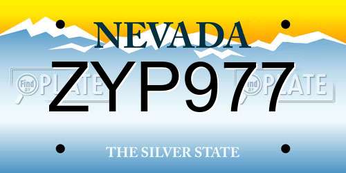 ZYP977 Nevada License Plate