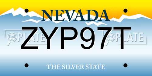 ZYP97T Nevada License Plate
