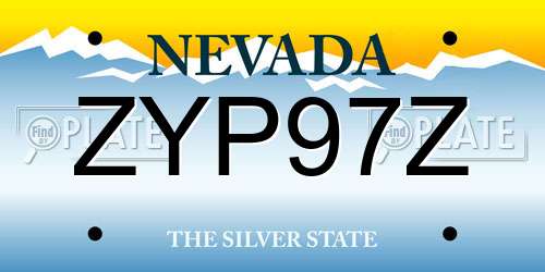 ZYP97Z Nevada License Plate