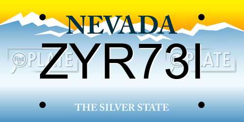 ZYR73I Nevada License Plate