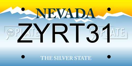 ZYRT31 Nevada License Plate