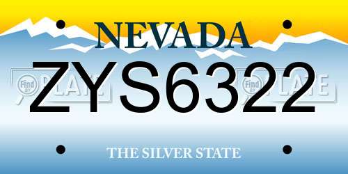 ZYS6322 Nevada License Plate